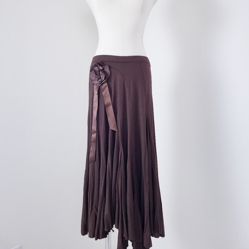 Zara brown asymmetrical skirt midi pleated fit flare low rise mid rise